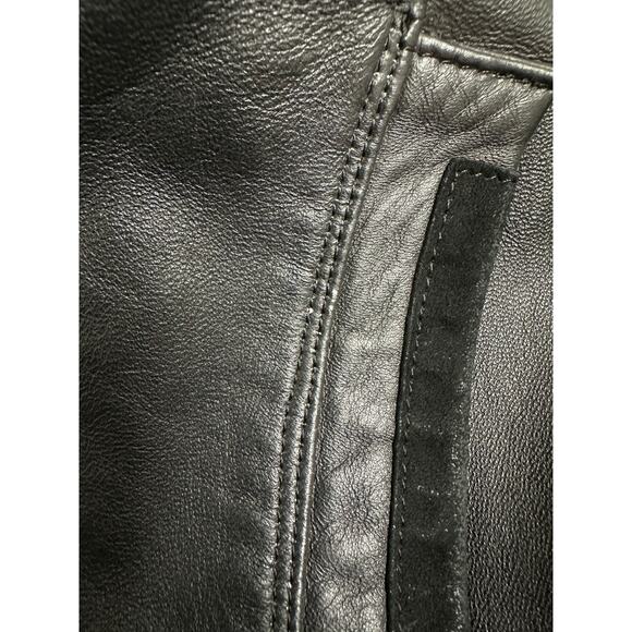 GERHEL Men's Black Genuine Sheepskin Leather Jacket Stitching Zipper Size Small - Picture 11 of 11
